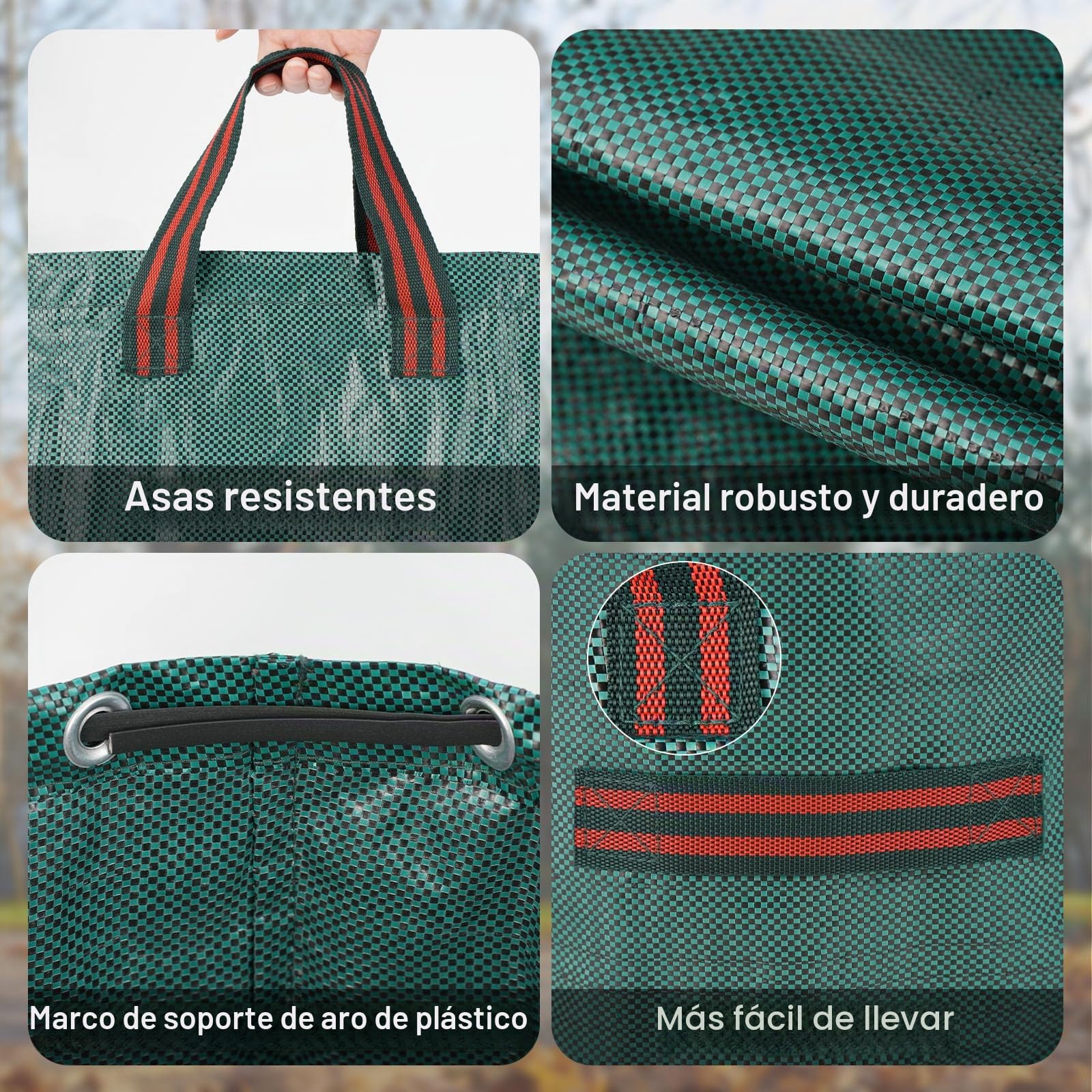 Velway Bolsas De Residuos De Jardín 500L X 2 - Reutilizables Con Asas, Tela Resistente Para Hojas, Basura Y Escombros, Bolsas Impermeables De Jardín