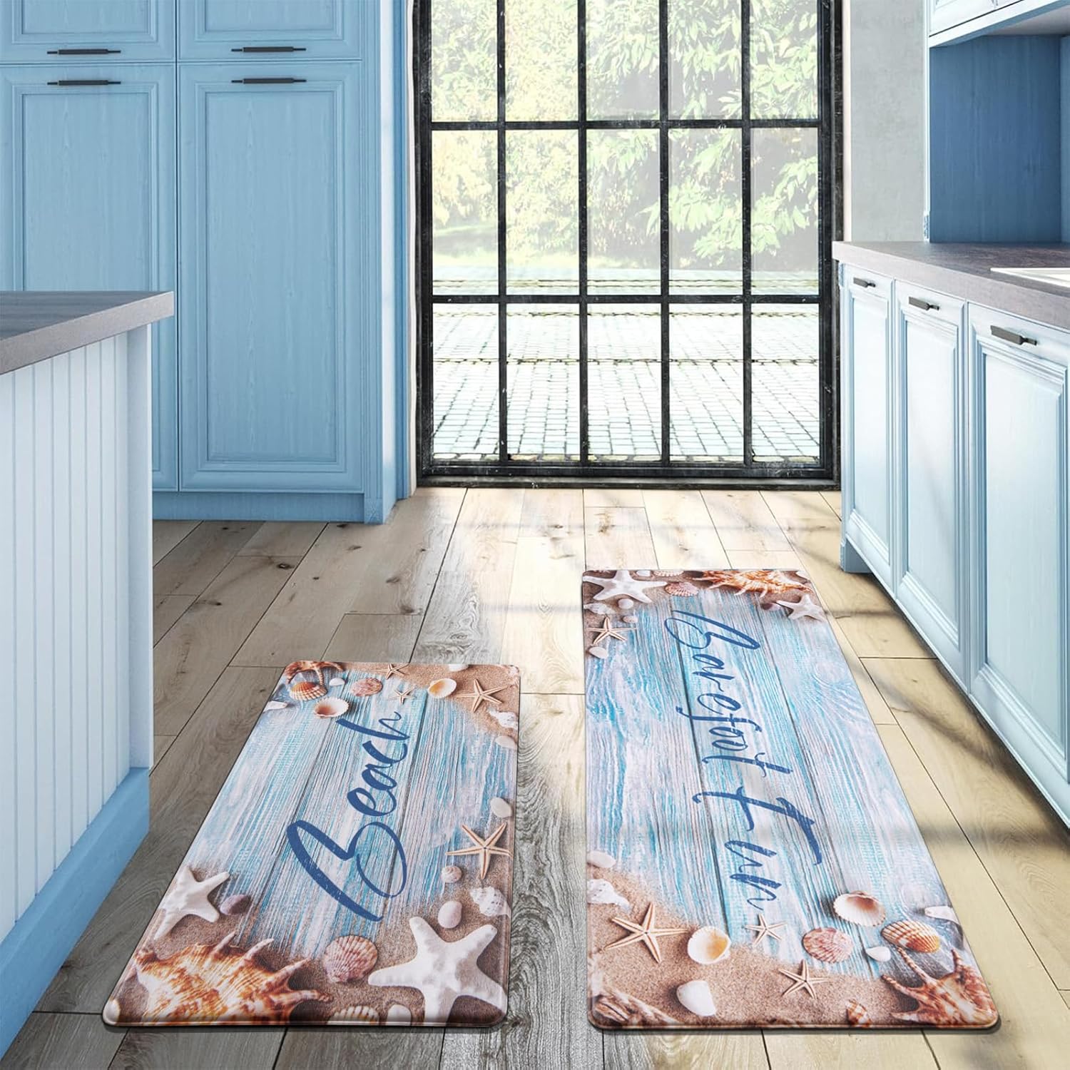Amazon.com: Yinhua Beach Kitchen Rugs Sets of 2, Ocean Starfish Kitchen ...