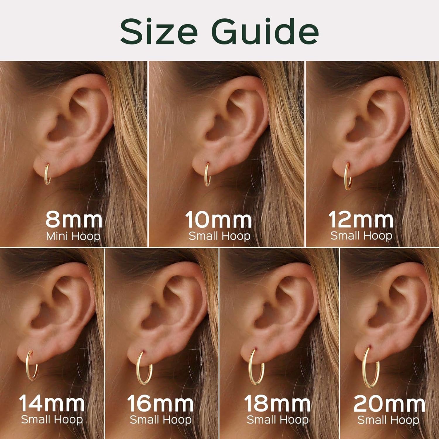 ChicSilver Sterling Silver Hoop Earrings for Women Hypoallergenic 925 Sterling Silver Huggie Earrings for Women Dainty Earring (8/10/12/14/16/18/20MM) - Image 3