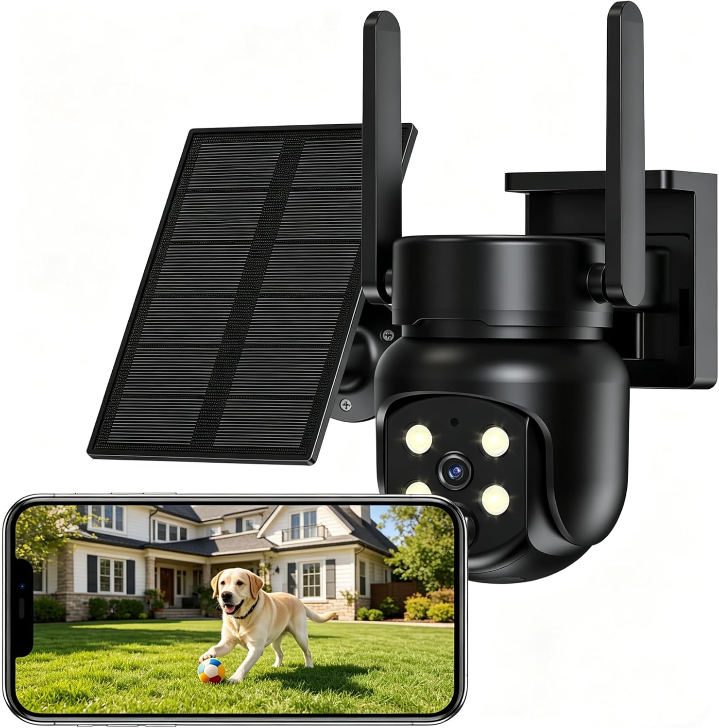 Heyall Security Cameras Wireless Outdoor: Wire-Free 360° Camera for Backyard Pet Moms and Dads to Check on Fur Babies Anytime with 5200mAh Battery and IP65 Weatherproof Protection