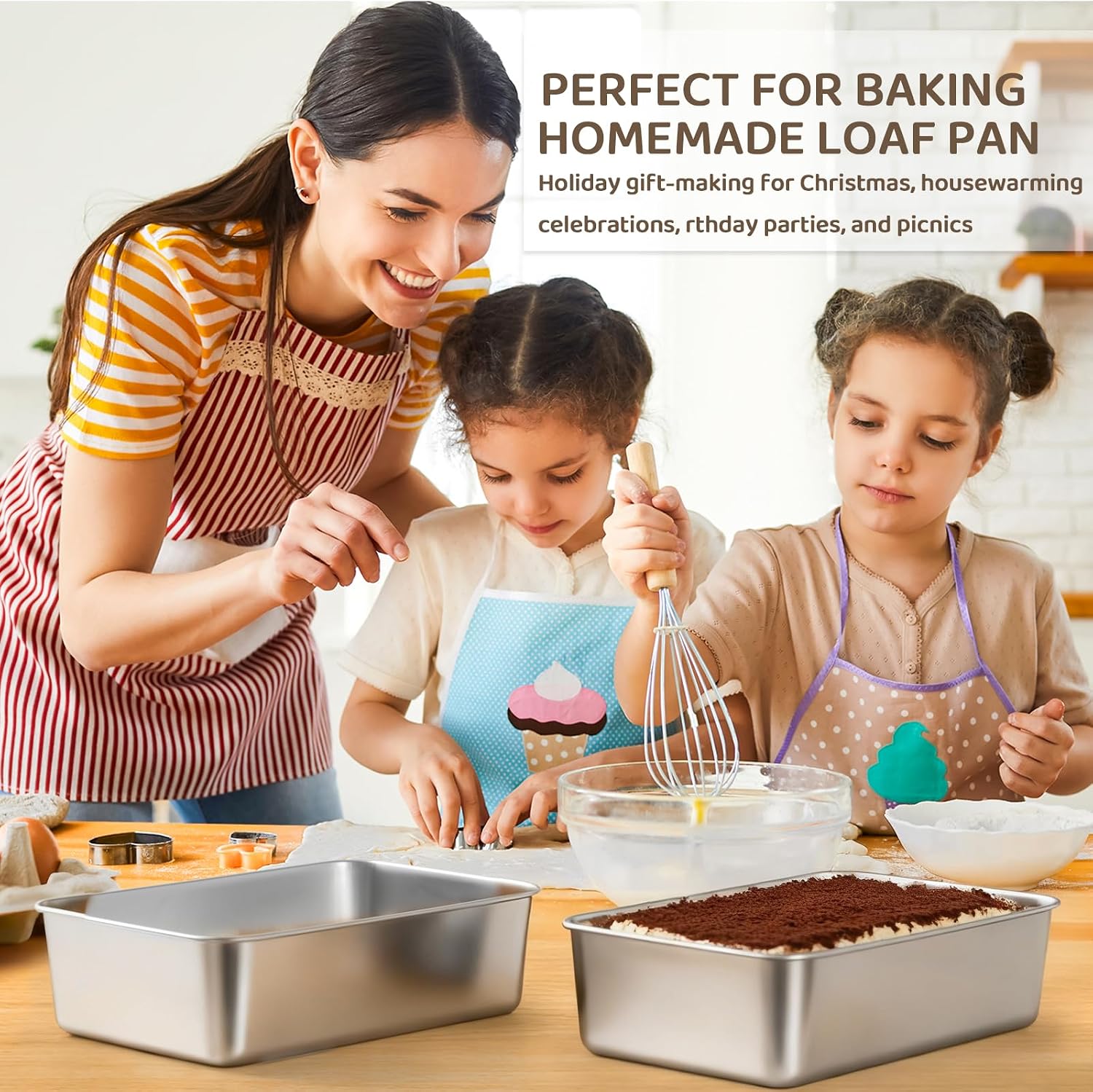 6PCS Large Stainless Steel Loaf Pans, 8.5x5.5 Inch Stainless Steel Bread Pans, Rectangular Metal Baking Tins for Homemade Bread, Toast, Cake, Meatloaf, Oven Safe