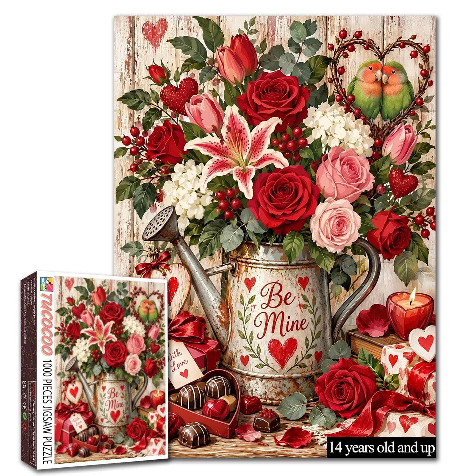 Romantic Rose Bouquet 1000 Piece Jigsaw Puzzle for Adults Valentine Art โ image 1