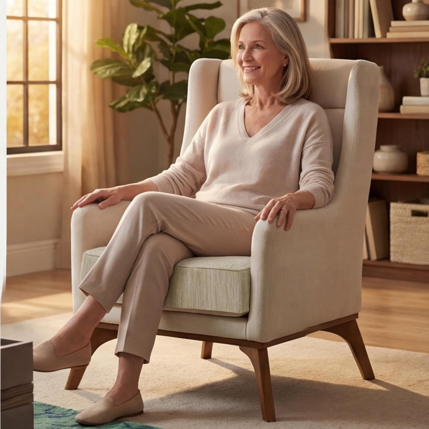 baibu 20x20x5 Inch Square Gel Memory Foam Recliner Cushions for Elderly, Dual-Layer Non-Slip Recliner Seat Cushion Suitable for Couch for Easy to Stand Up & Reduce Hip & Lumbar Pain, Beige