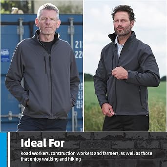 FORT - Selkirk Softshell Waterproof Jacket for Men - Windproof, Fleece-Lined Work Jacket with Adjustable Hem & Cuffs - Breathable Outdoor Rain Coats with Secure Zipped Pockets