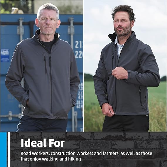 FORT - Selkirk Softshell Waterproof Jacket for Men - Windproof, Fleece-Lined Work Jacket with Adjustable Hem & Cuffs - Breathable Outdoor Rain Coats with Secure Zipped Pockets