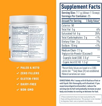 NativePath MCT Oil Powder Supplement - Unflavored MCT Powder with Keto-Friendly C8 MCTs. Free of Dairy, Gluten and GMOs, 25 Servings