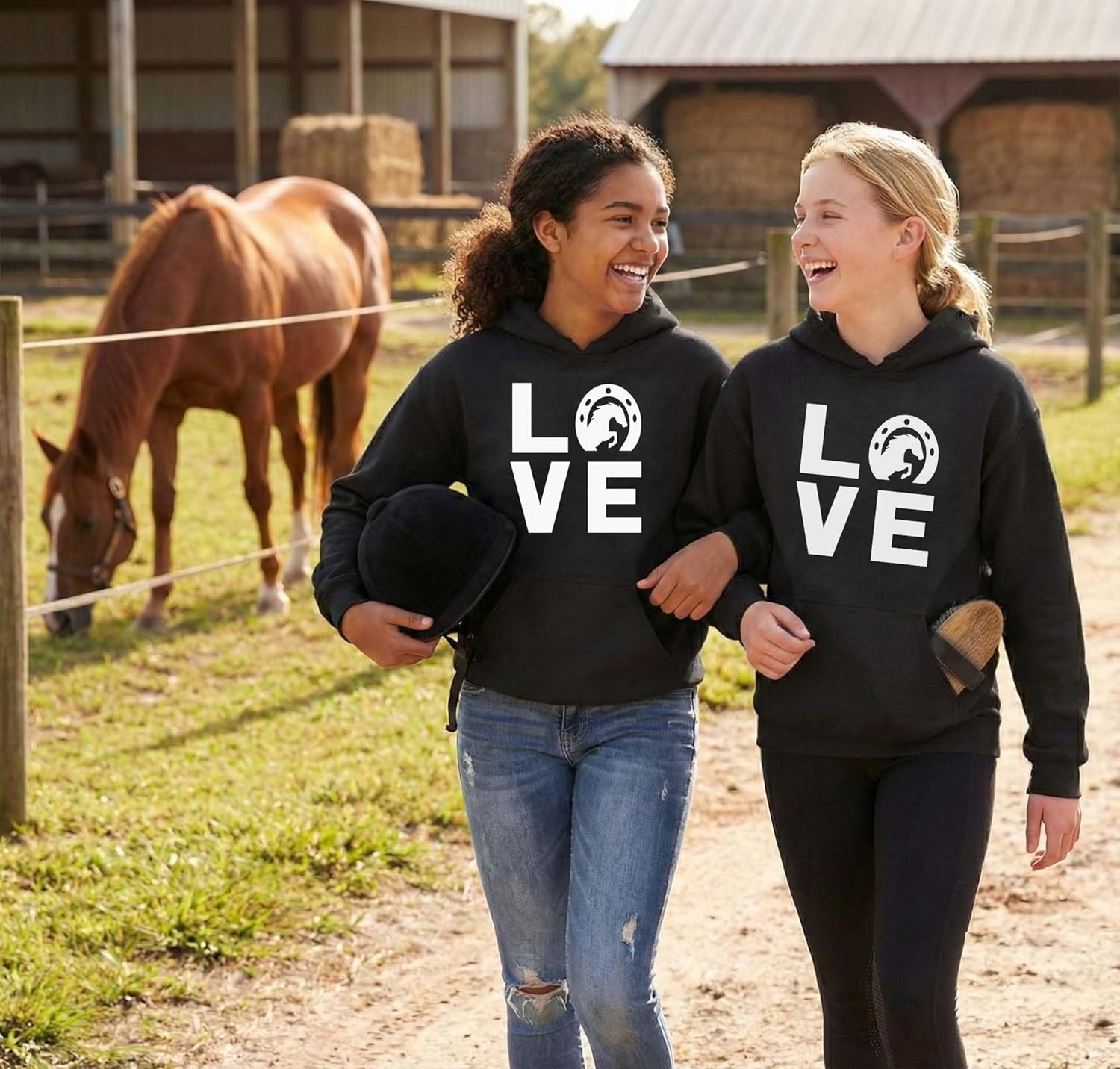 Tstars Horse Hoodie for Women and Teen Girls - Horseshoe LOVE Graphic Pullover - Gift for Riders, Owners, and Equestrian Fans - Image 5