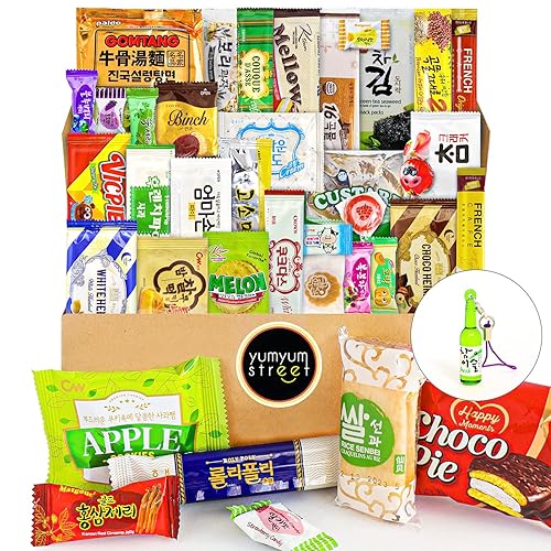 Miniatura 1 de Caja de aperitivos coreanos de alta calidad paquete variado de 38 unidades envueltas individualmente incluyendo aperitivos galletas dulces y fideos