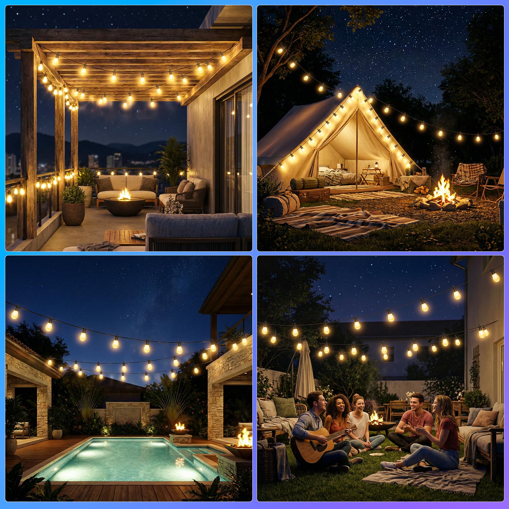 LED Lichterkette Außen 21M Bunt RGB Farbwechsel IP65 Wetterfest Fernbedienung Weihnachten Party Terrasse