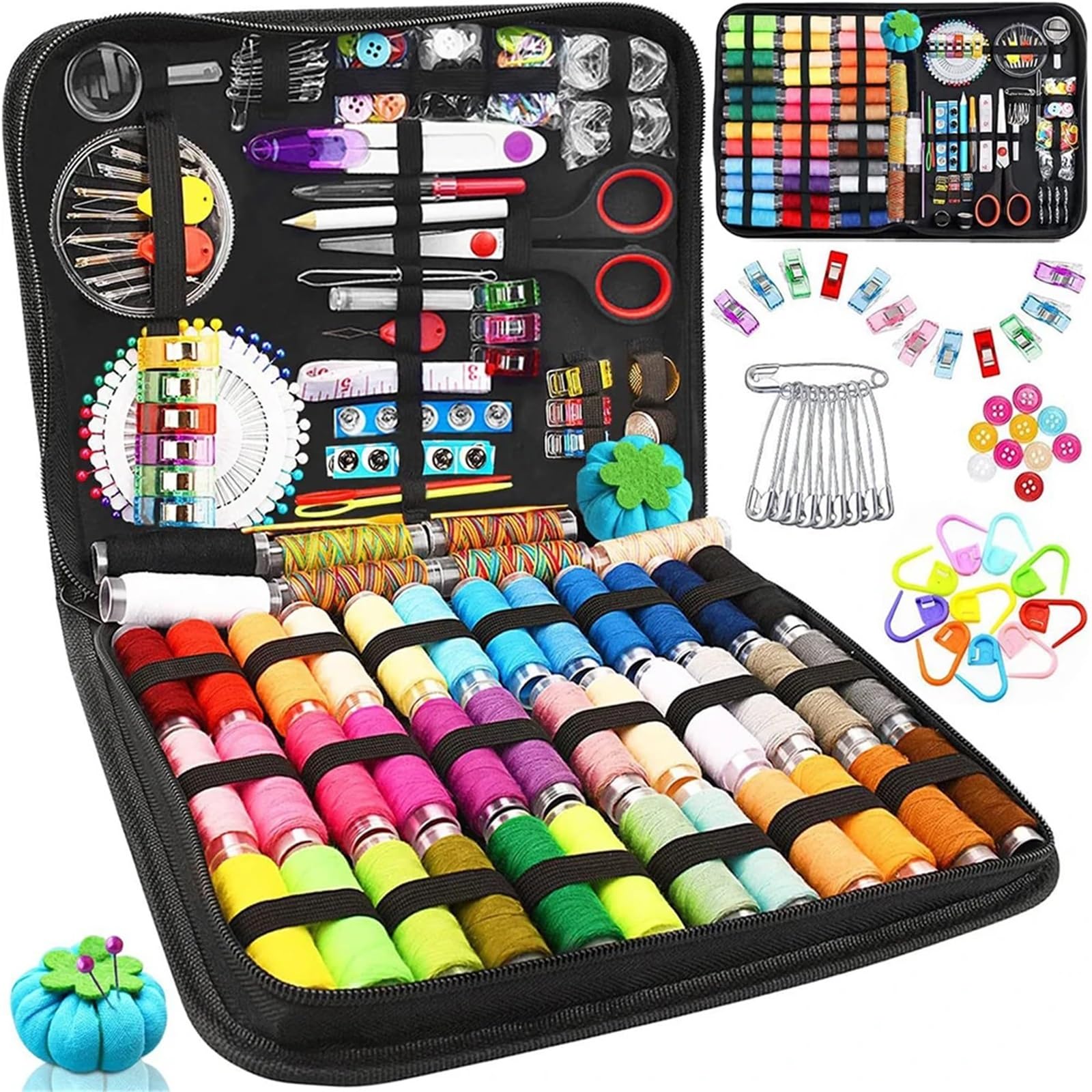 Juego de caja costura multifuncional for bricolaje, portátil, for coser a mano, herramientas bordado, accesorios for el hogar Kit de costura de viaje(200Pcs)