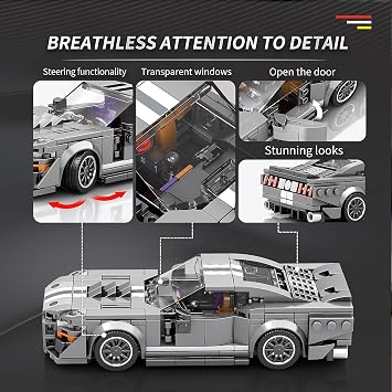 Reobrix Technik 682 oyuncak araba yapım kiti kelepçe blokları, model araba kiti, yarış arabası, çocuklar ve yetişkinler için süper spor araba, 2023 yeni koleksiyon, Lego ile uyumlu (476 adet)