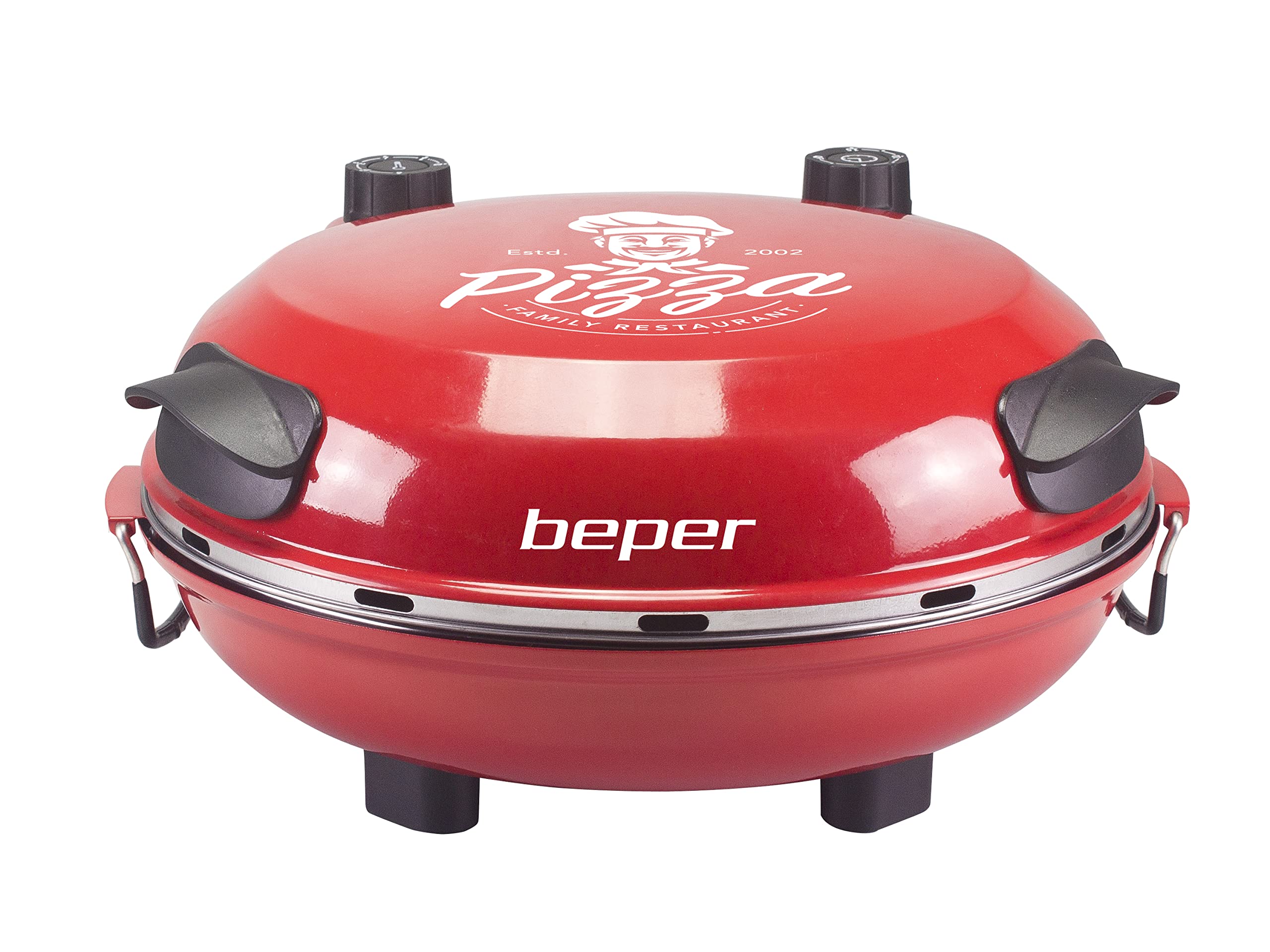 BEPER P101CUD300 Horno de Pizza con Placa Refractaria Extraíble - Horno de Pizza Eléctrico con 5 Planos de Cocción y Temporizador