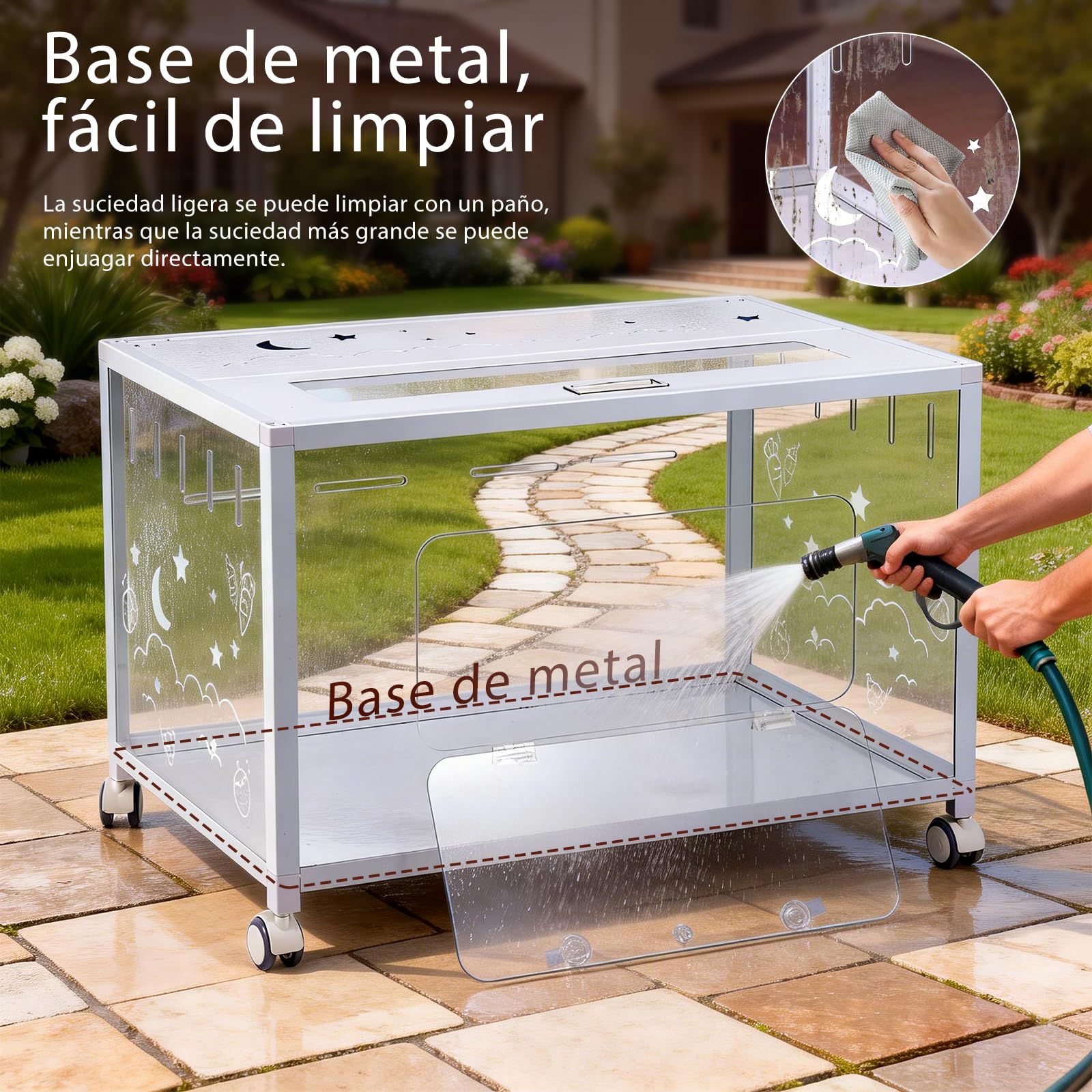 Jaula grande para hámster de 80 x 50 x 55 cm, jaula para roedores con ruedas, jaula de metal sólido para jerbos, hámster dorado, hámster enano, recinto para hámster acrílico, color blanco