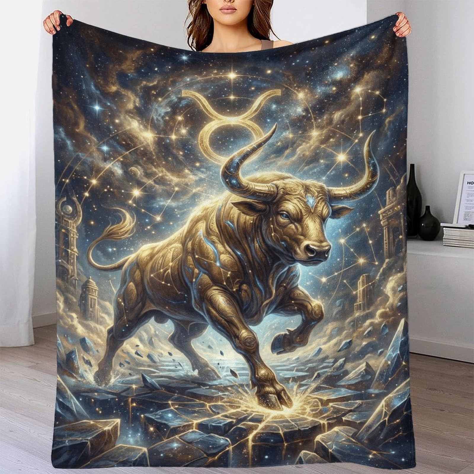W7C8U2X3 Taurus Zodiac for for Flannel Throw Blanket, Reading Couch Use