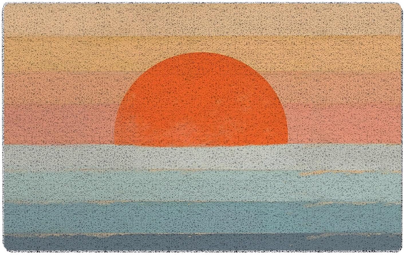 Boho Welcome Door Mats Outdoor, 70s Retro Boho Sun Front Doormat, Bohos Welcome Mats, Bohos Door Mat Doormat Outdoor Indoor Entrance, Sun Bath Mat, Indoor Door Mats for Entryway, 23x35 Inch 23*35in Beach Sun