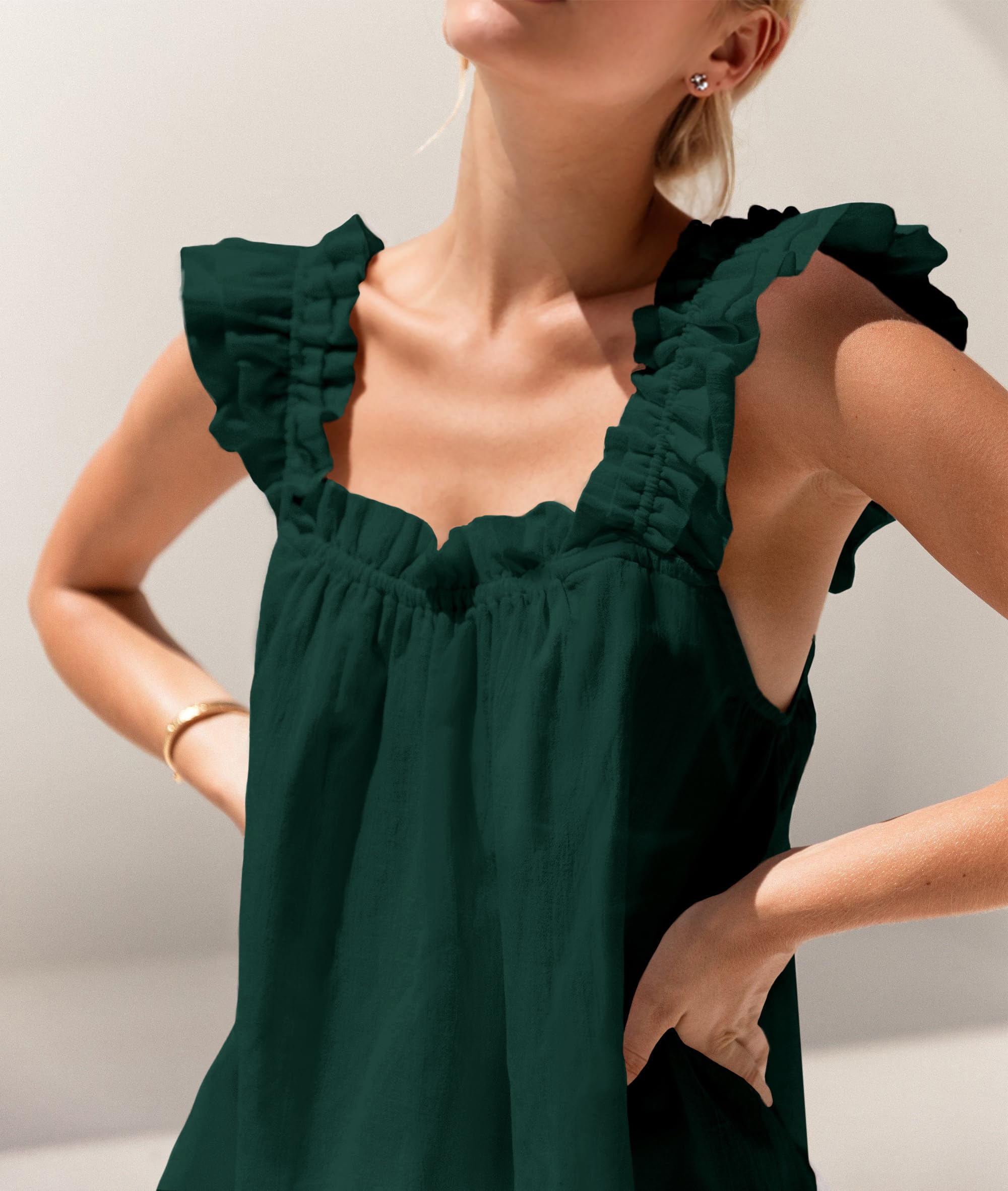 KFUBUO Womens Pajamas Set 2 Piece Ruffle Pj Soft Tank Top and Shorts Sleepwear Set Bridal Pajama for Women Set