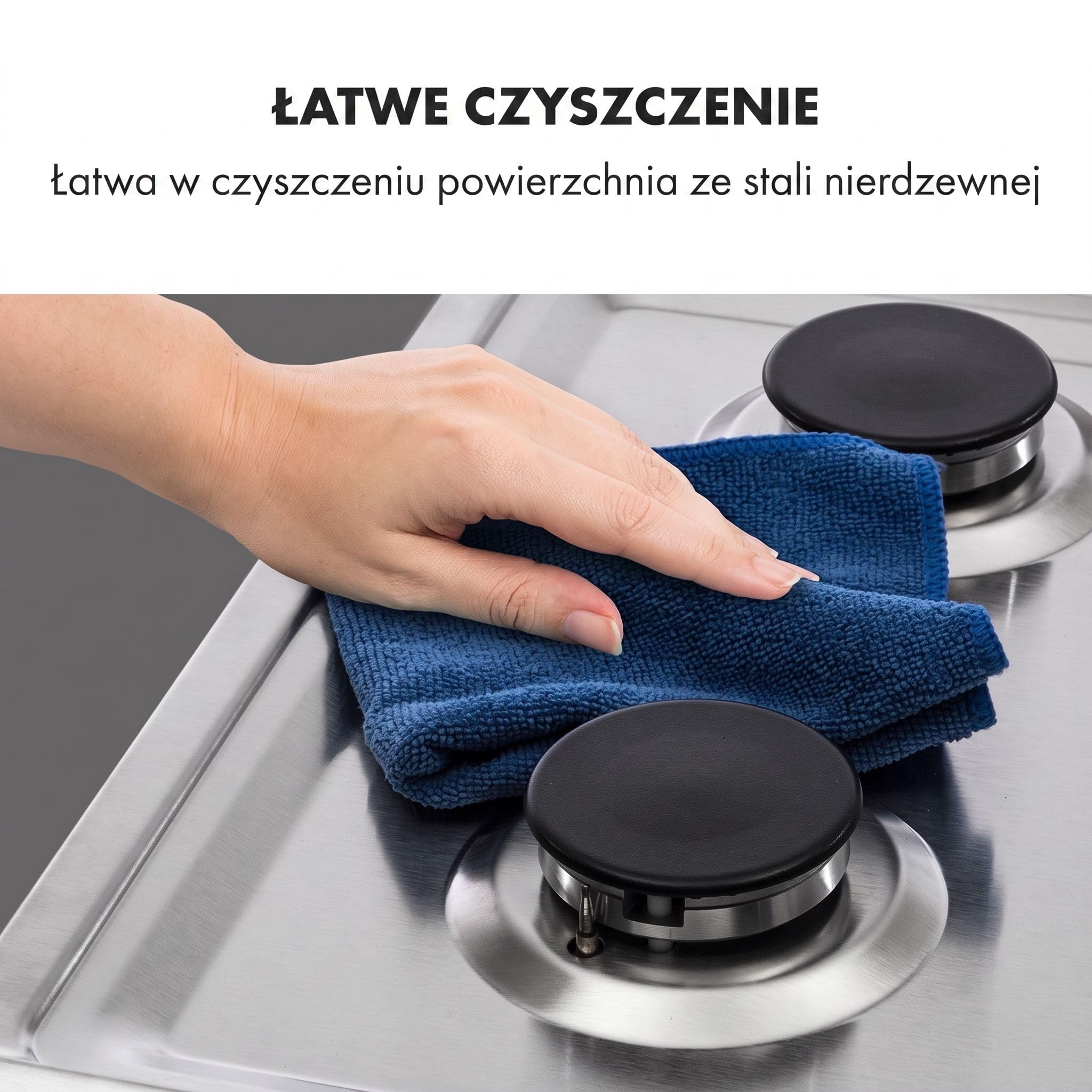 Klarstein Kuchenka gazowa, Płyta gazowa do zabudowy, Palniki Sabaf, Płyta na propan/gaz ziemny, Kuchenka z zaworami bezpieczeństwa i automatycznym wyłączaniem, Szkło ceramiczne, 4-palnikowa, Srebrna
