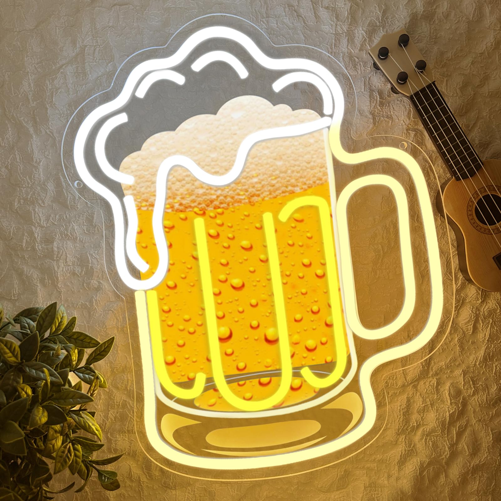 Targa da birra al neon per decorazione da parete, boccale di birra, luce al neon, dimmerabile, per bar, pub, feste, discoteca, casa, pub, regalo