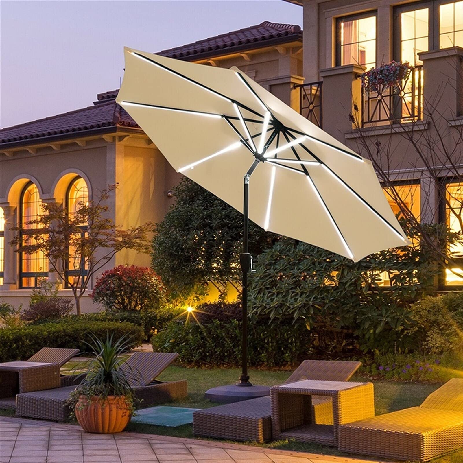 16 ft market patio umbrella Amazon.com: GagalU Patio Umbrella, 9 Feet Solar light Market Umbrella  Aluminum Crank Tilt 16 Strip Lights Sunlight Protect Fabric Sturdy Steel  Frame Patio Umbrellas,Outdoor umbrella : Patio, Lawn & Garden