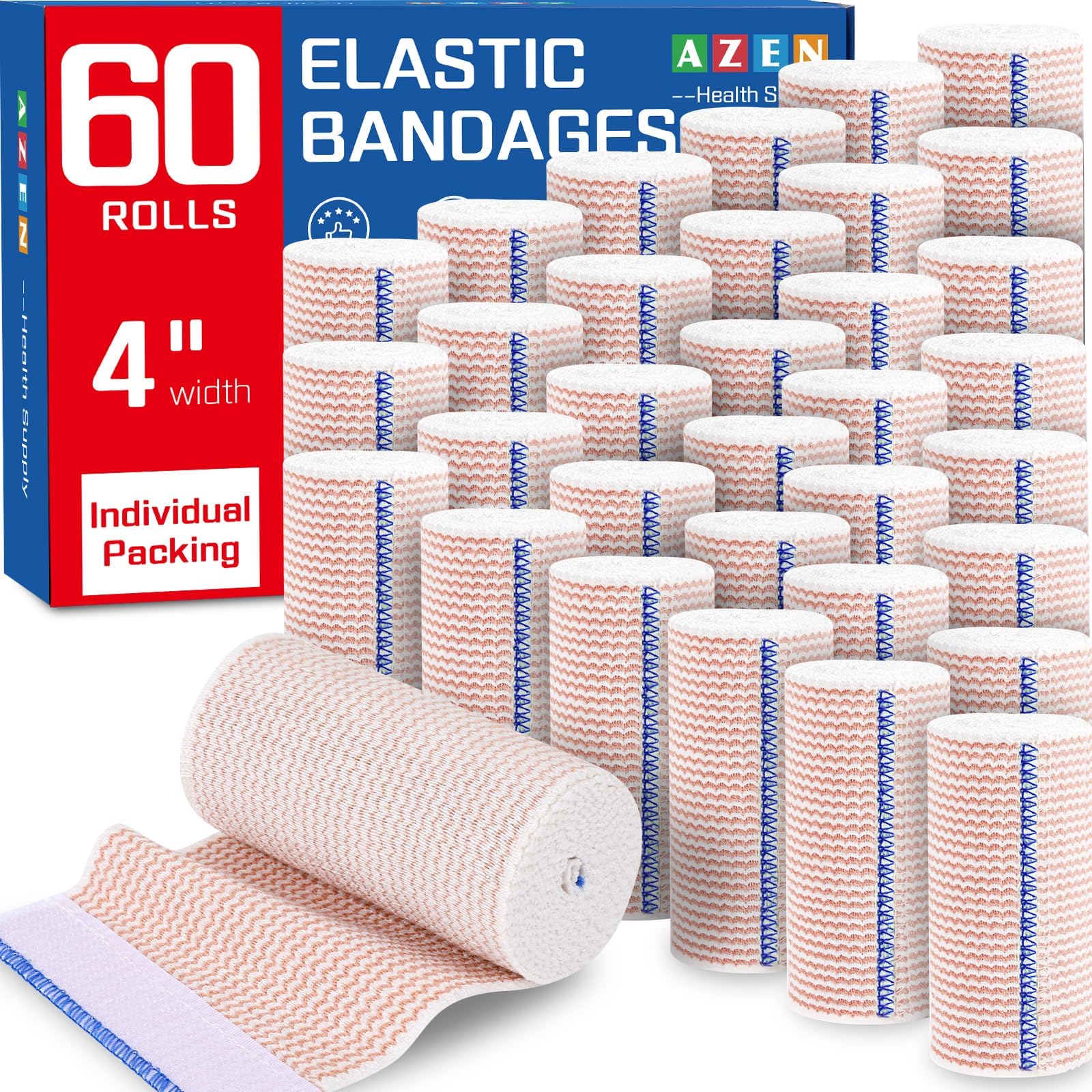 AZEN Premium 8 Pack Elastic Bandage Wrap 4 Inch, Compression Wrap Bandage for Legs, Lymphedema Wraps for Legs, Ankle, Knee, Tummy, Body, Latex-Free — Amazon image 8