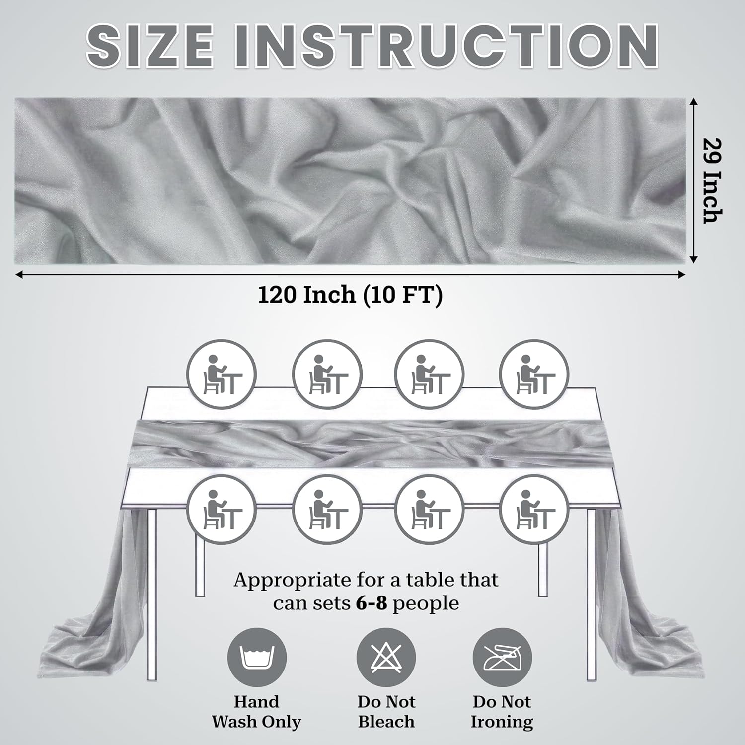 MDS 10 Pack 10ft Chiffon Table Runner 29 x120 Inches Sheer Wedding Runner Romantic Rustic Table Runner for Wedding Decorations, Birthday Parties, Bridal Shower Party Arch Decor - Gray