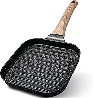 ESLITE LIFE 7 Inch Nonstick Granite Grill Pan - Induction Compatible Square Skillet for Steaks, Indoor Grilling, PFOA-Free Black