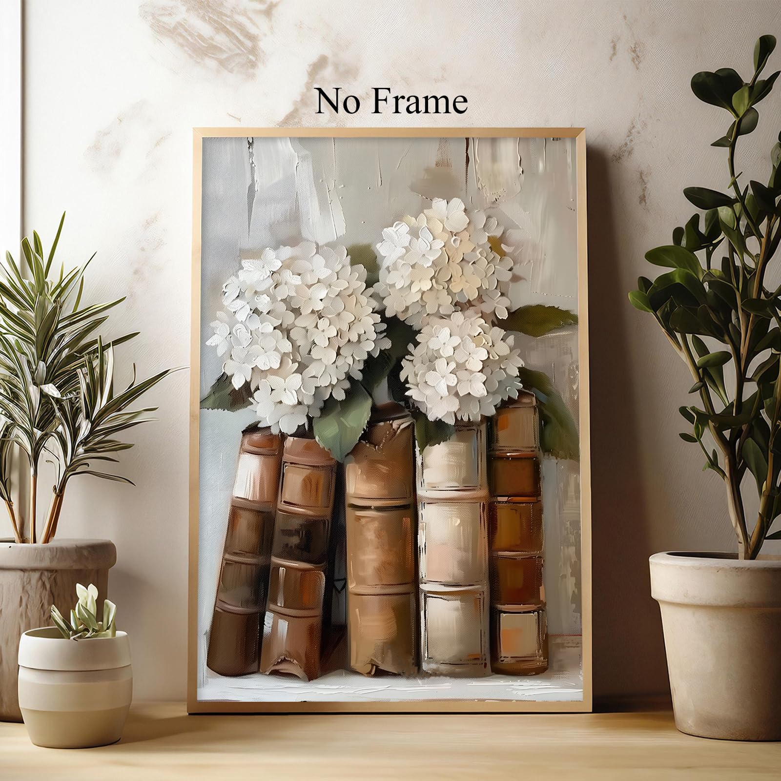 Amazon.com: Book and Flower Wall Art White Hydrangea Painting