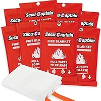 SecuCaptain 8-Pack 40x40" Fiberglass Fire Blankets - Flame Retardant Emergency Blankets for Kitchen, Home, Camping, Car Safety