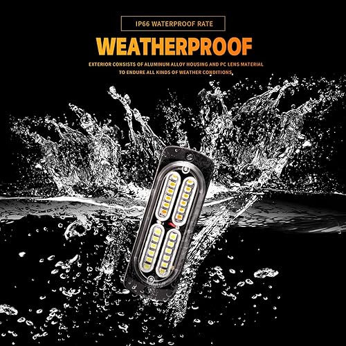 Miniatura 4 de BooYu 8 luces LED intermitentes estroboscópicas de emergencia de montaje en superficie con controlador para camiones, vehículos, automóviles (4Y4W)