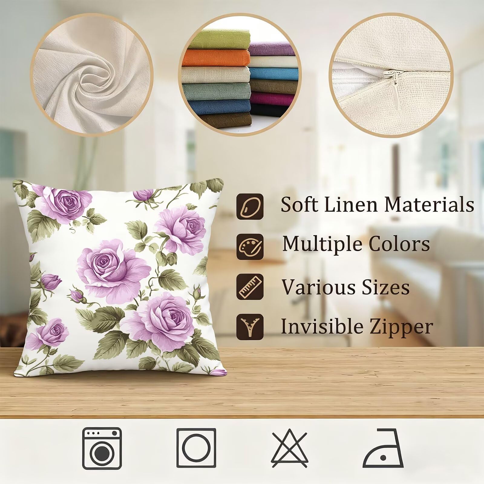 Violet Housse Coussin 60x60 Vert Taie Oreiller 60x60 Lot de 4 Super Doux Protege Oreiller 60 x 60 Decoration Automne Taie D'oreiller Carrées Coussin Canape, pour Maison Chambre Canapé Chaise E - 636