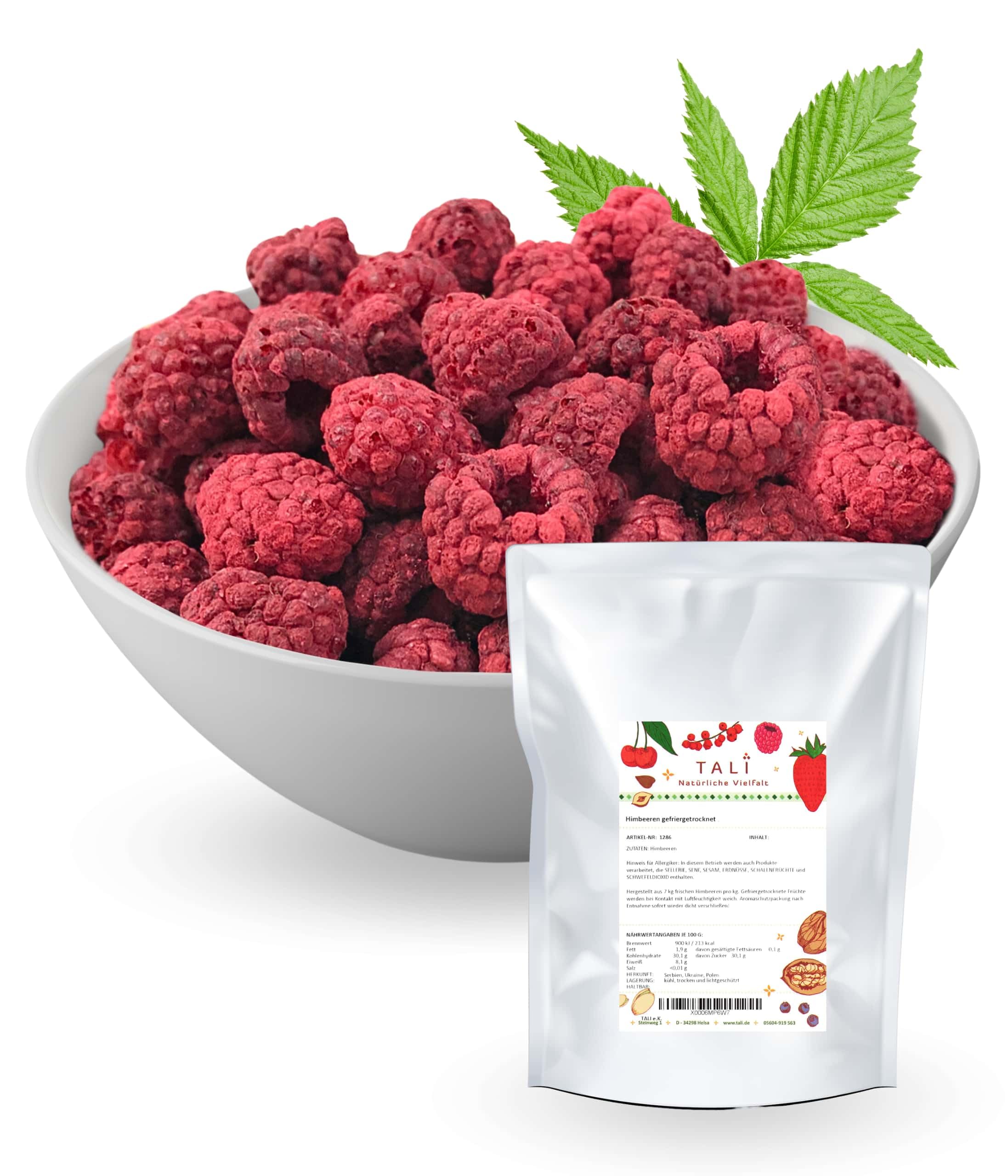 TALI Himbeeren gefriergetrocknet 500 g | bruchgeschützt im Umkarton