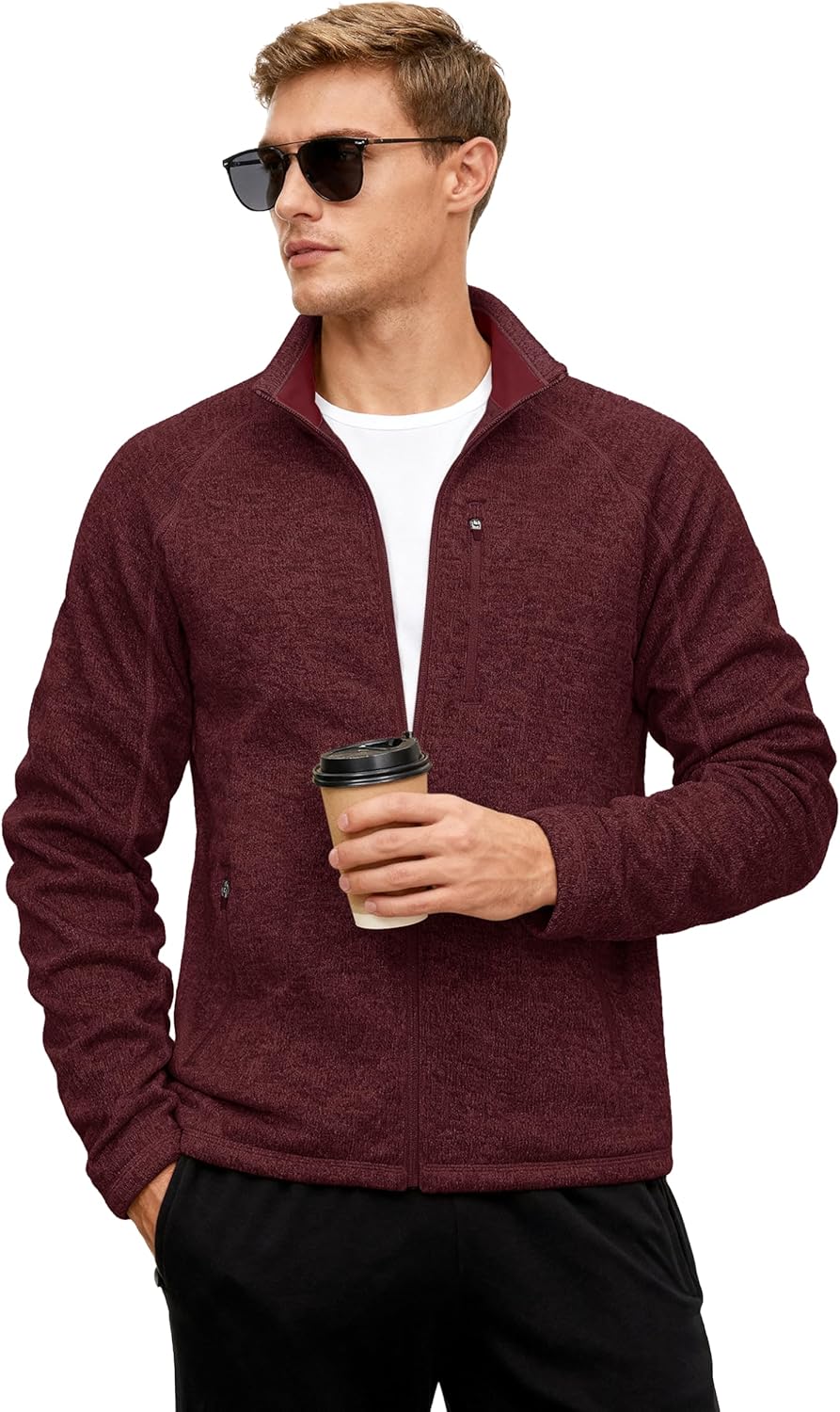 TACVASEN Men's Fleece Jackets Full Zip Up Lightweight Jacket Casual Stylish with Pockets for Outdoor Office