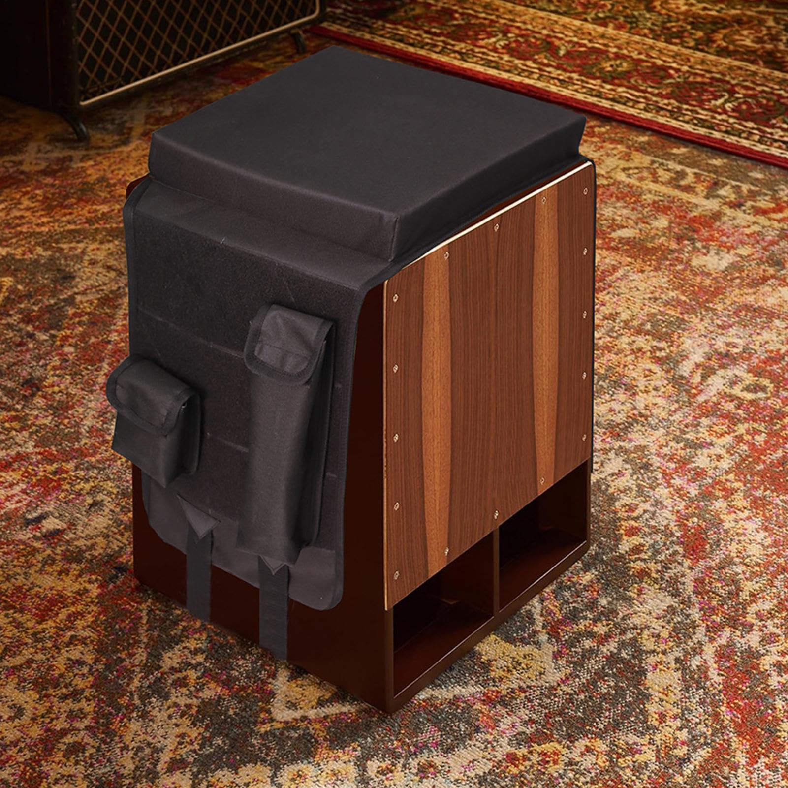 Seduta per Tamburo a Cajon Leggero Con 2 Tasche Laterali Regolabile E | Sedile Per Cajon A Percussione Per Sale Prove, Scuole, Di Registrazione, Musicisti E Percussionisti Itineranti