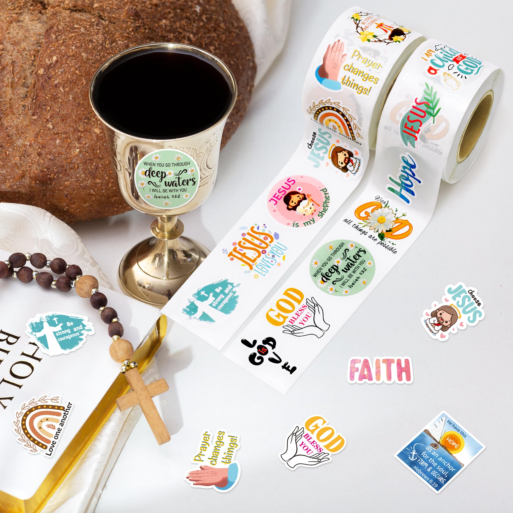 Snapklik.com : 1000pcs Christian Religious Sticker Rolls, 16 Designs ...