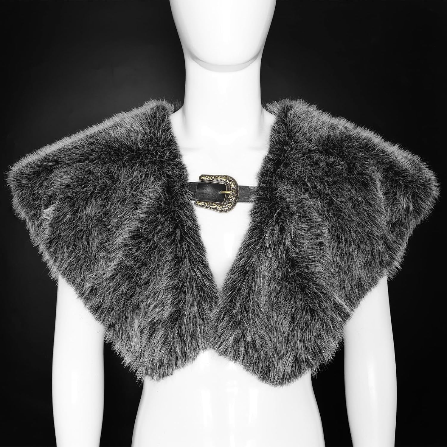 Men's Viking Fur Shawl - Faux Fur Shoulder Wrap Warrior Costume for Medieval LARP Cosplay - Image 5