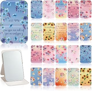 Yalikop 10 Christian Gifts for Women Bible Verse Floral Compact Mirror Bulk