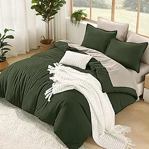Litanika Comforter Twin Size Set Olive - 5 Pieces Bed in a Bag Twin Beddding Comforter Sets, Plain Lightweight Bed Set with Comforter, Sheets, Pillowcases & Shams