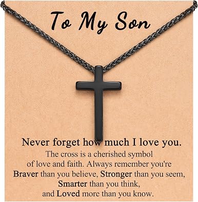 PINKDODO Cross Necklace for Men Boys, Valentines Birthday Christmas Gifts for Son Grandson Nephew Brother Boyfriend Mens