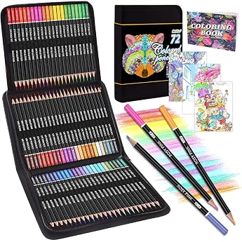 Melifluo 72-Piece Colouring Pencil Set with 1 Colouring Book Portable Premium Zipped Case The coloured pencil set is perfect for adults and artists for sketching shading and doodling.