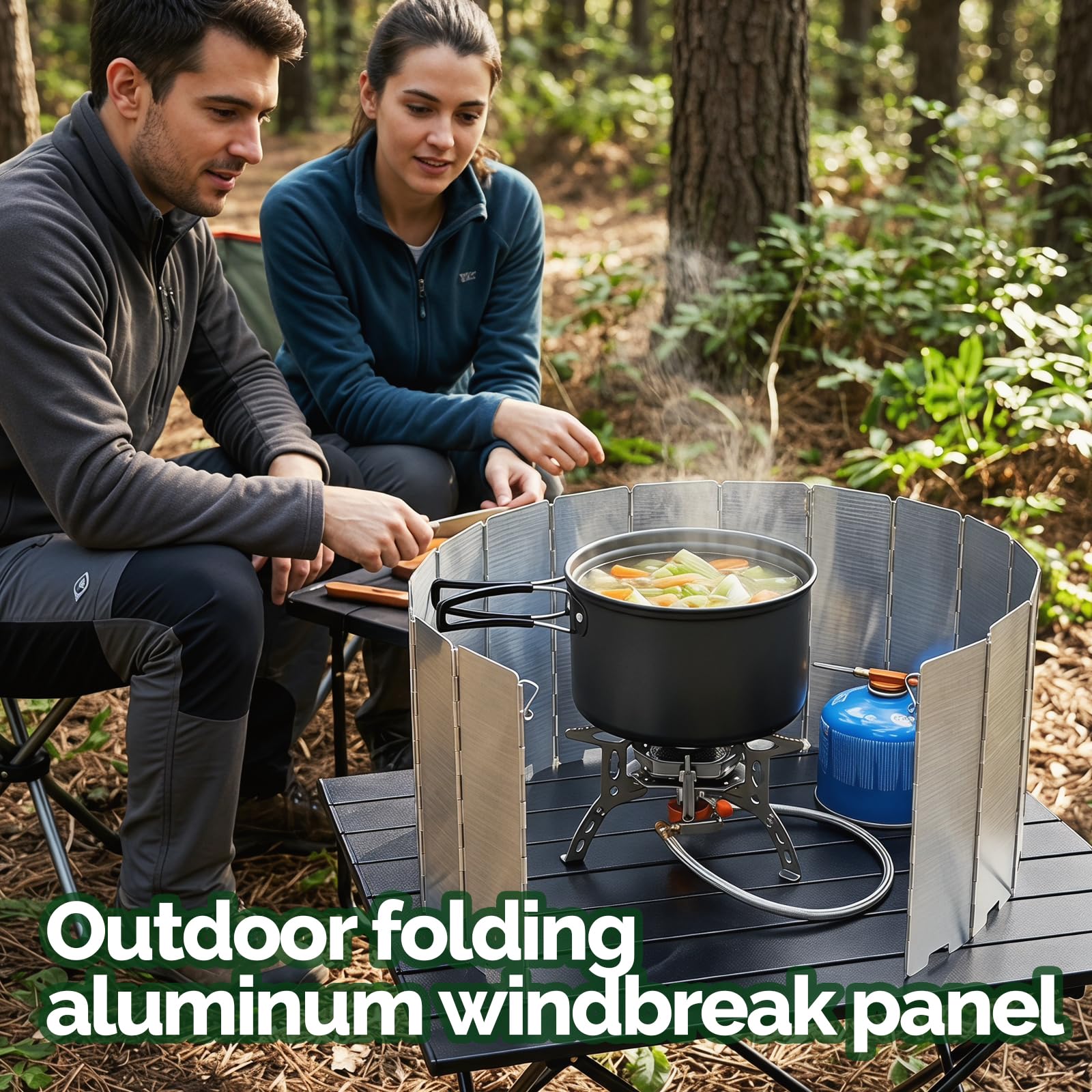 16 Platten Klappbare Windschutzscheiben, Leichter Faltbar Aluminium Windschutz Camping für Outdoor Grill, Öfen, Gaskochern