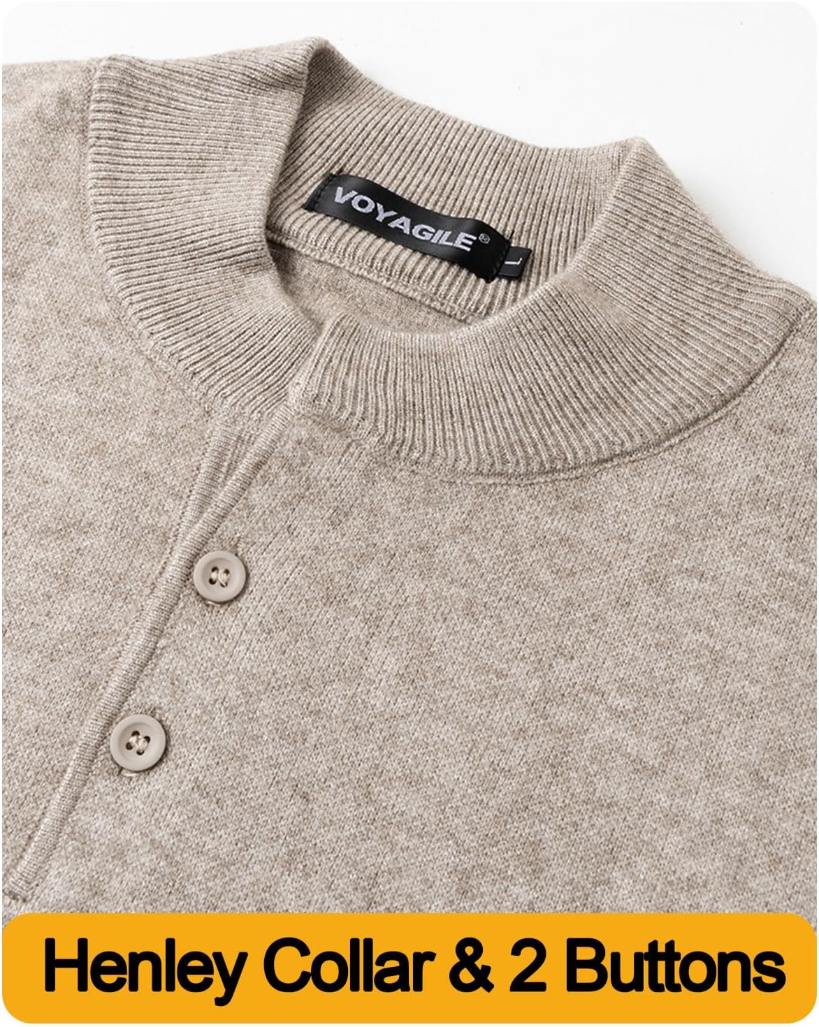 Men's Henley Pullover Sweaters Quarter Button Jumper Casual Knit Long Sleeve Sweater Knitwear