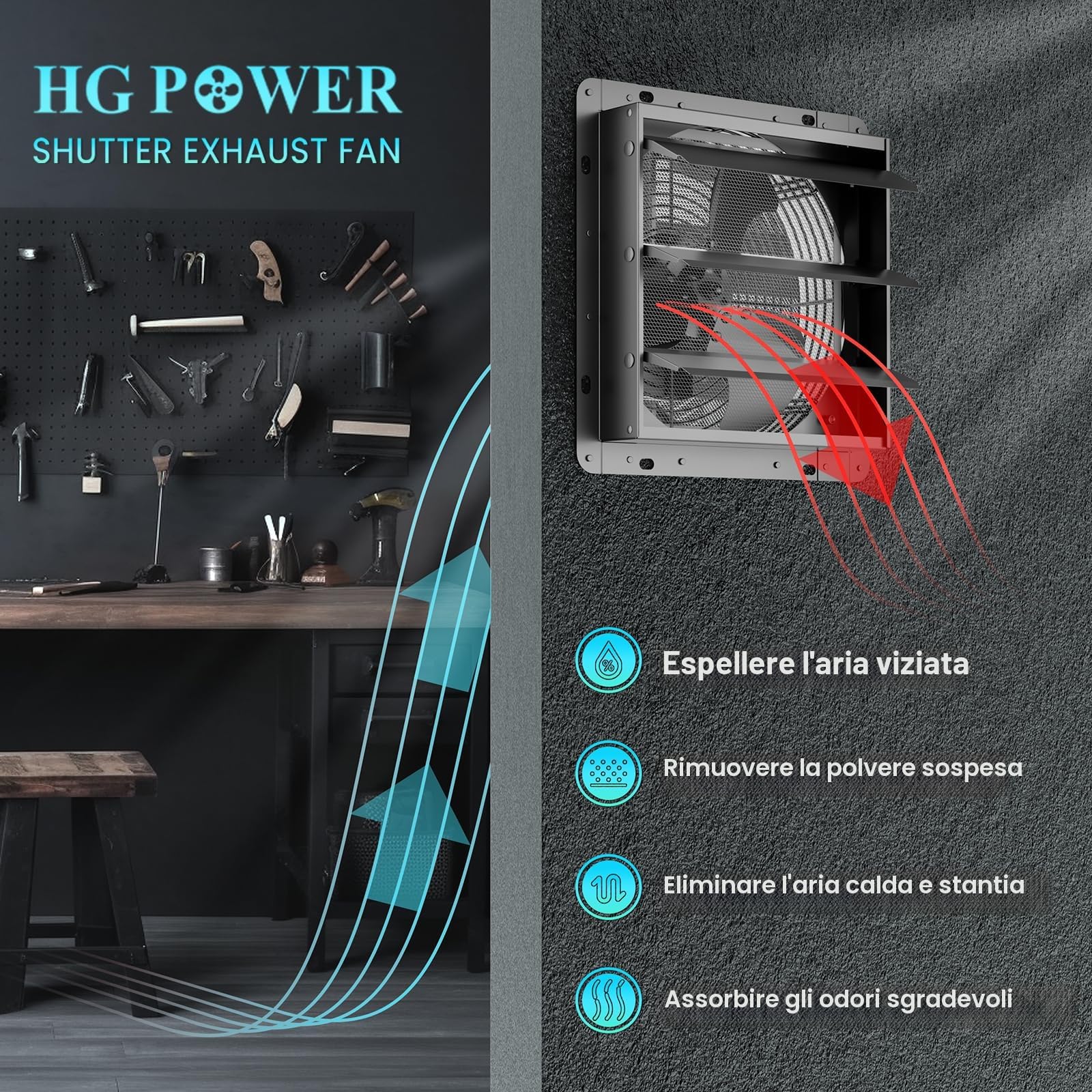 HG Power 250 mm Ventola Aspirazione 1100 m³/h Industriale Estrattore Alluminio per Raffreddamento di Case e Magazzini, Ventilazione, Circolazione dell'aria