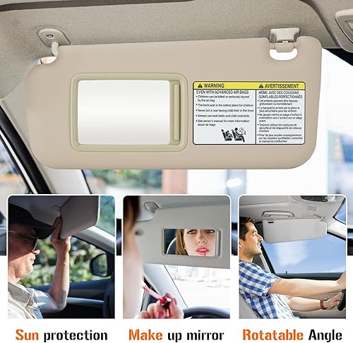 Miniatura 4 de Visera solar izquierda y derecha con luz de tocador para Toyota RAV4 2006-2013, lado del conductor y pasajero, repuesto beige 74320-42501-B2