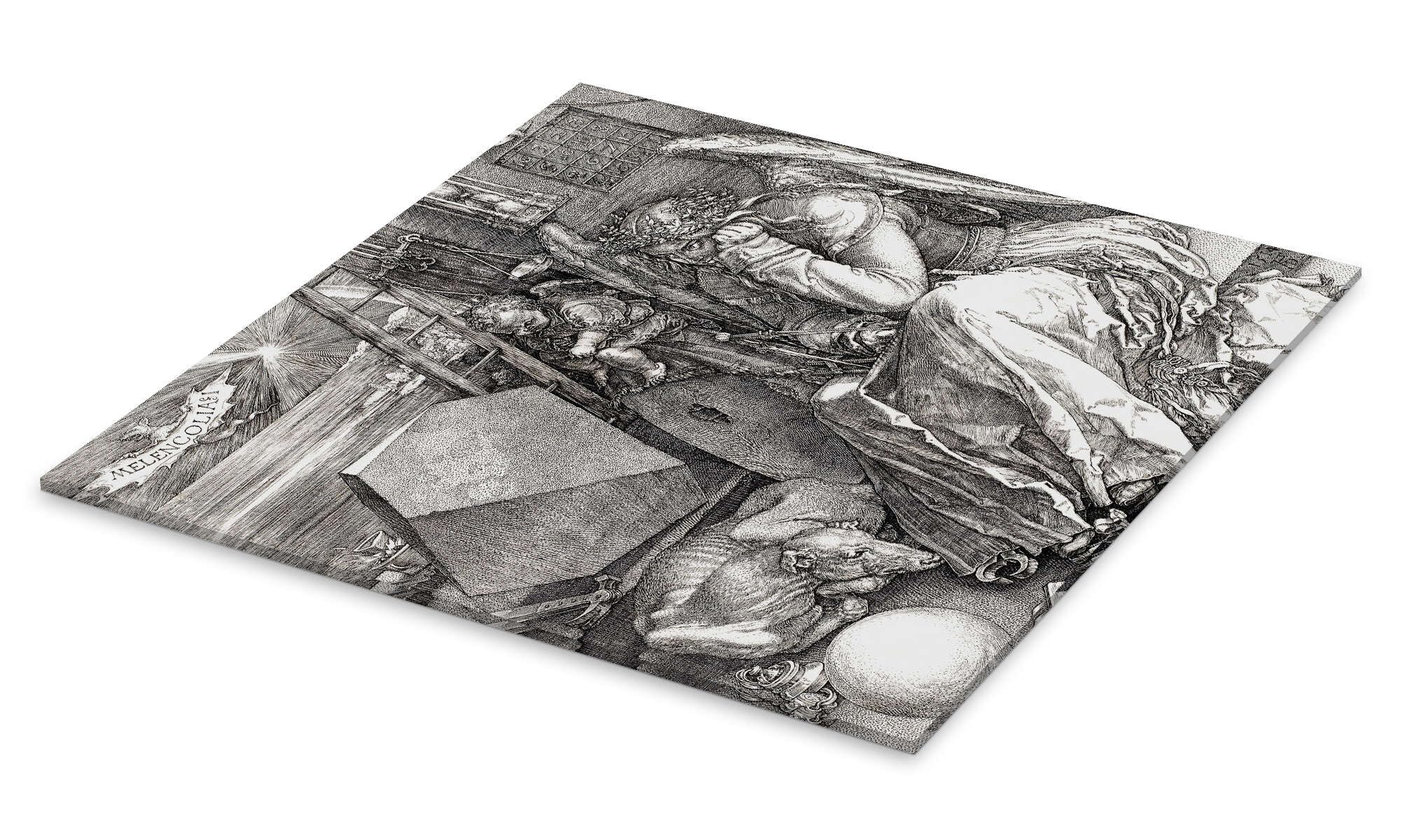 Posterlounge Melancholie Acrylglasbild | 60 x 60 cm von Albrecht Dürer Schwarz-Weiß Wandbilder Wanddeko