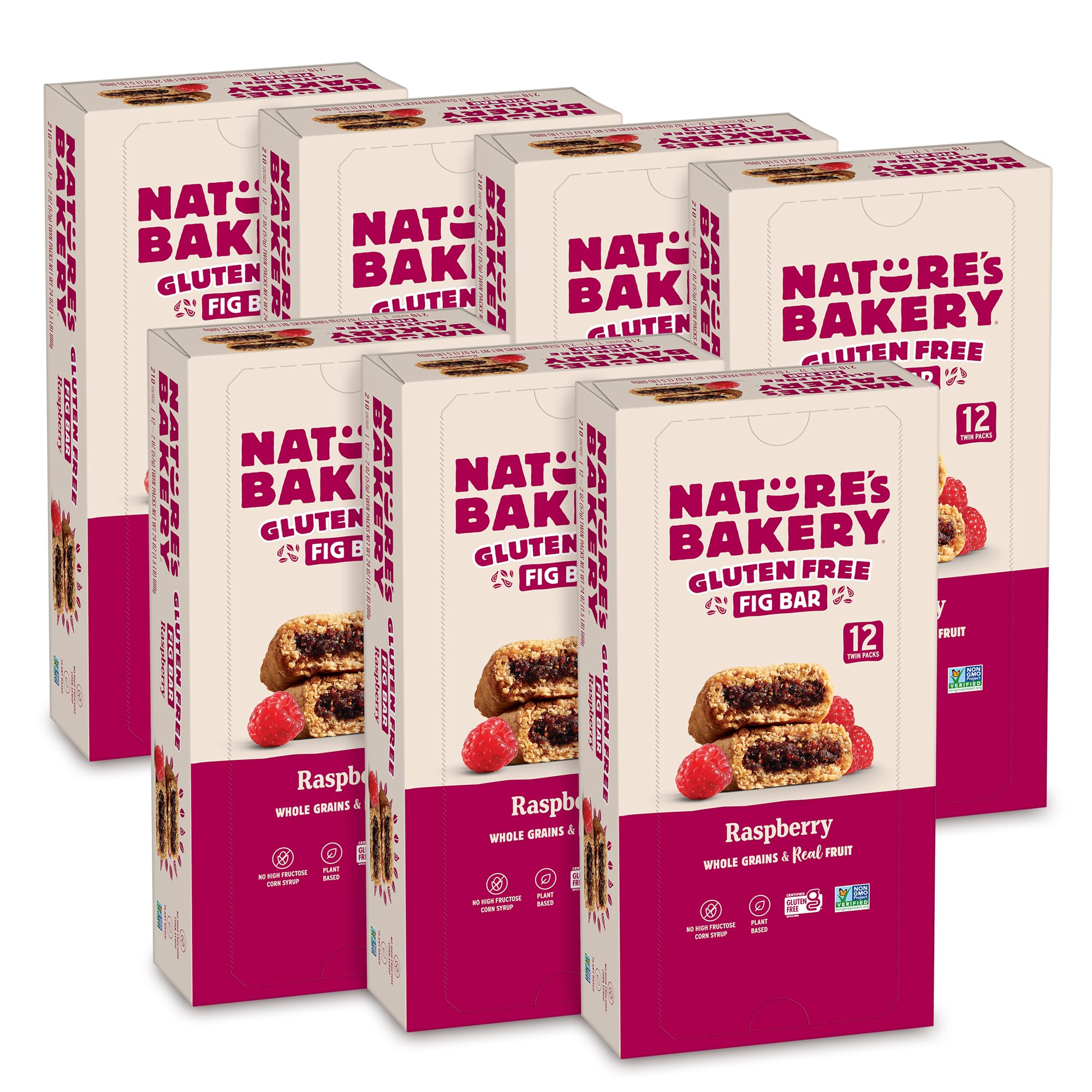 Nature's Bakery Gluten Free Fig Bar, Raspberry, Plant-Based, Vegan Friendly, Kosher, Non-GMO, 2 Ounce (Pack of 12)