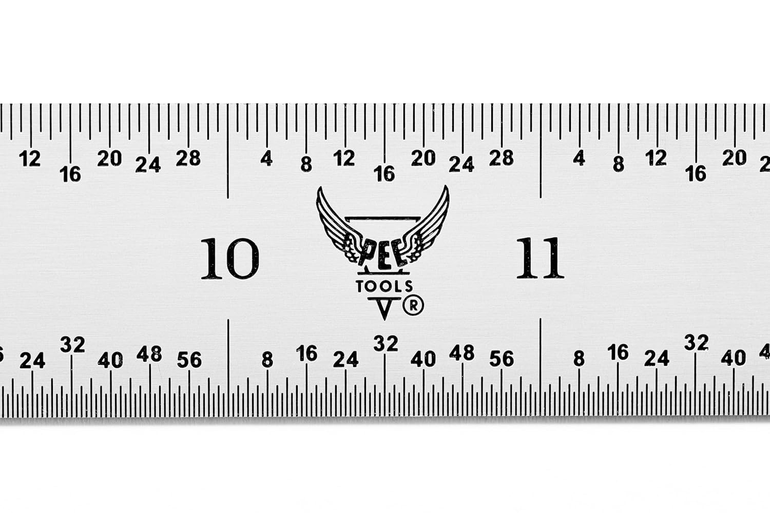 PEC Tools Rigid Metal Ruler, 12"/300mm High-Precision Steel Rule with Satin Chrome Finish, English & Metric Graduation (1/32", 1/64", 0.5mm, 1.0mm), Fully Hardened and Tempered, Made in USA