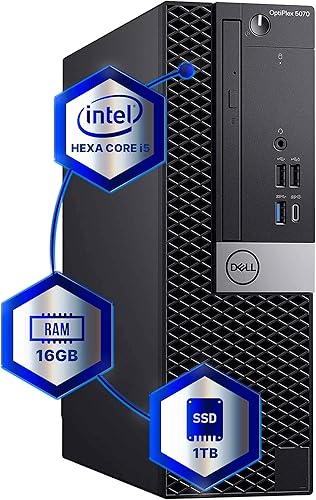 Dell Computadora de escritorio Optiplex 5070 Hexa Core Intel i5 (3.2) RAM DDR4 de 16 GB Estado sólido SSD de 1 TB Windows 11 Professional PC en