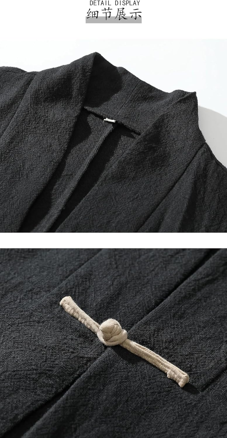 Spring Summer Japanese Cardigan Men Cotton Shirts Tops