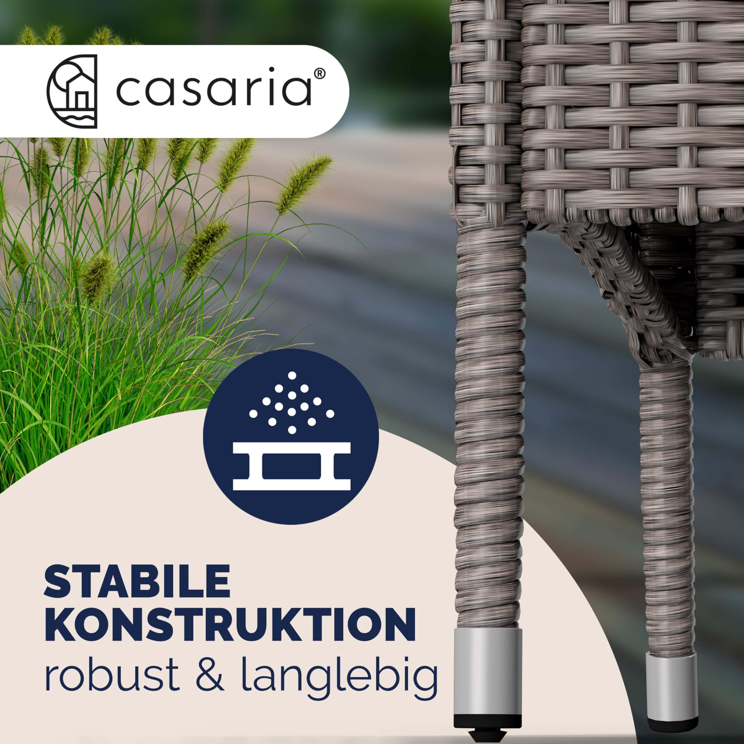 Casaria® Gartenbank Wetterfest Polyrattan Tisch Auflagen 320kg Belastbarkeit UV-beständig Garten Balkon Bank Möbel Sitzbank 2-Sitzer 143x55x88cm Creme