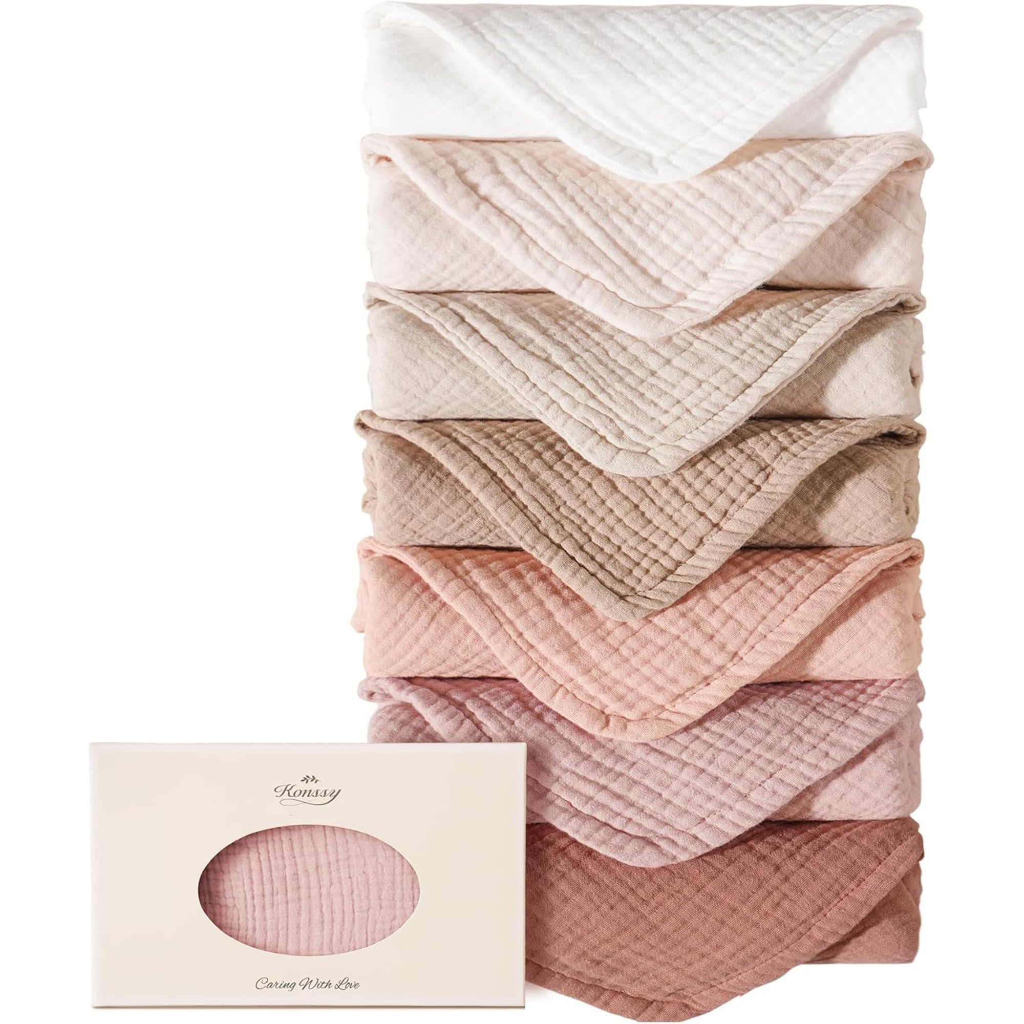 Konssy Juego de 7 paños para eructos lisos 100% algodón suave para recién nacidos, bebés y niños